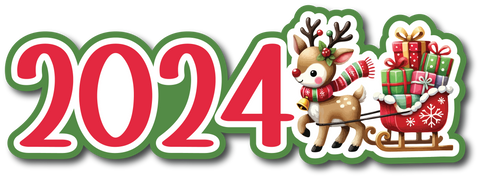 2024 - Reindeer Presents - Scrapbook Page Title Sticker