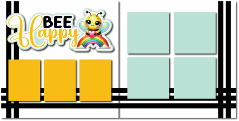 Bee Happy - Printed Premade Scrapbook (2) Page 12x12 Layout
