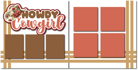 Howdy Cowgirl - Printed Premade Scrapbook (2) Page 12x12 Layout