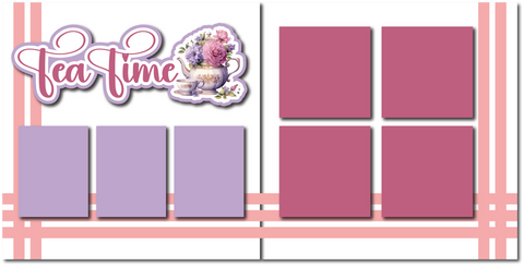 Tea Time - Printed Premade Scrapbook (2) Page 12x12 Layout