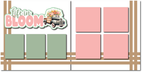 Life in Bloom - Printed Premade Scrapbook (2) Page 12x12 Layout