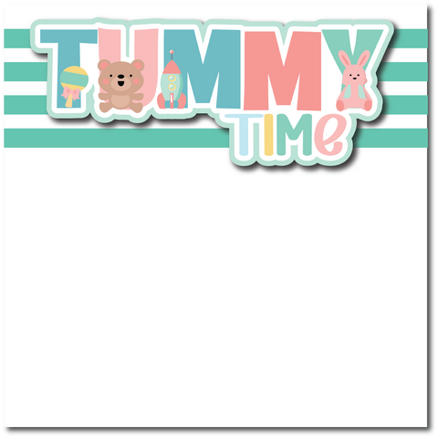 Tummy Time - Printed Premade Scrapbook Page 12x12 Layout
