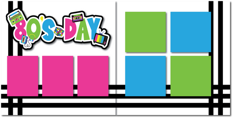 80's Day - Printed Premade Scrapbook (2) Page 12x12 Layout