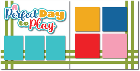 A Perfect Day to Play - Printed Premade Scrapbook (2) Page 12x12 Layout