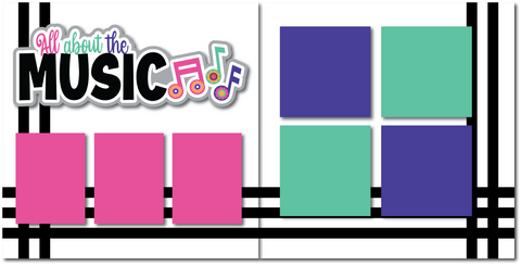 All About the Music - Printed Premade Scrapbook (2) Page 12x12 Layout