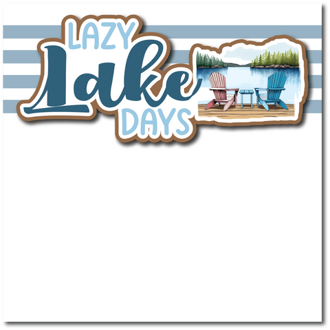 Lazy Lake Day - Printed Premade Scrapbook Page 12x12 Layout