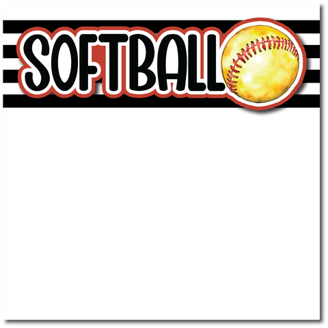Softball - Printed Premade Scrapbook Page 12x12 Layout