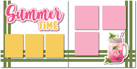 Summer Time - Printed Premade Scrapbook (2) Page 12x12 Layout