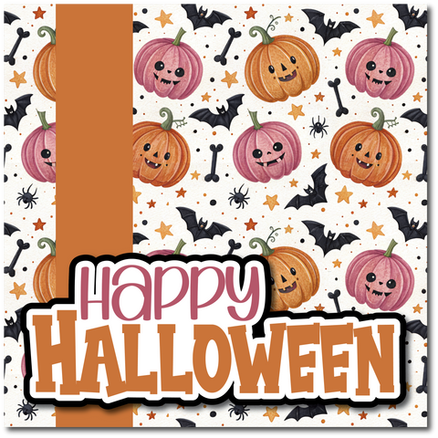 Happy Halloween - Printed Premade Scrapbook Page 12x12 Layoutr