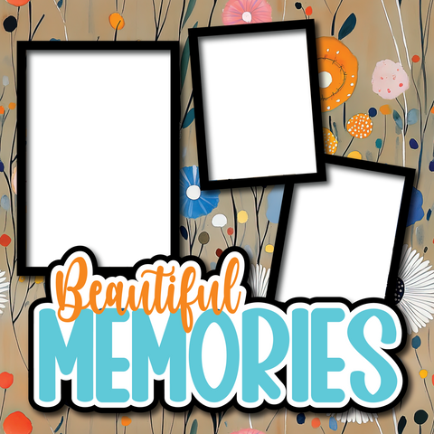 Beautiful Memories - Printed Premade Scrapbook Page 12x12 Layout