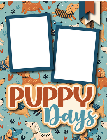 Our Puppy - Printed Premade Scrapbook Page 8.5 x 11 Layout