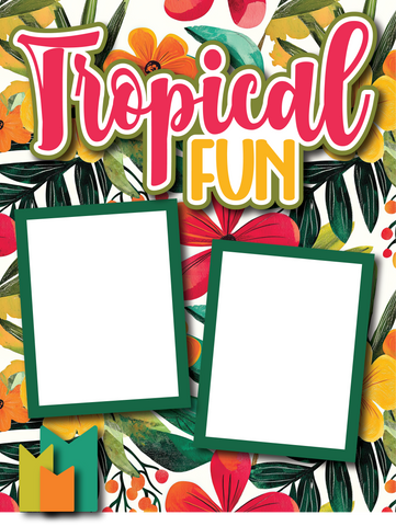 Tropical Fun - Digital Premade Scrapbook - 8.5 x 11 - Page - INSTANT DOWNLOAD