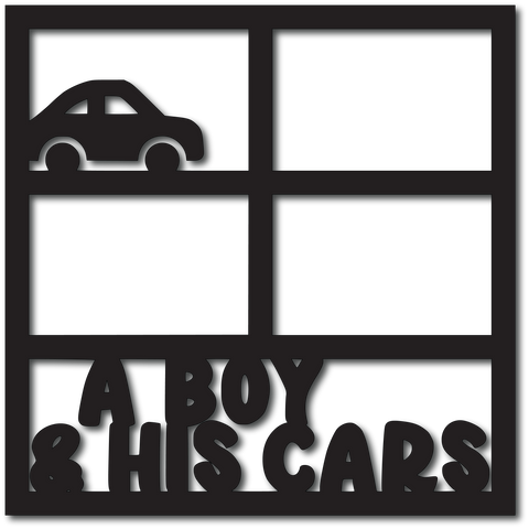 A Boy & His Cars - 4 Frames - Scrapbook Overlay - Digital Cut File - SVG - INSTANT DOWNLOAD