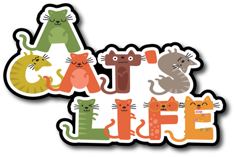A Cat's Life - Scrapbook Page Title Die Cut
