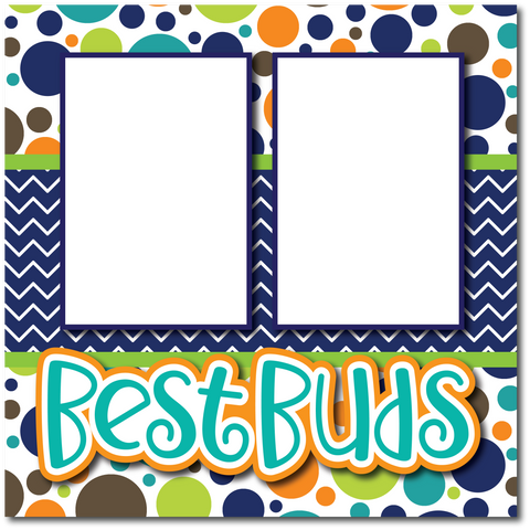 Best Buds - Printed Premade Scrapbook Page 12x12 Layout
