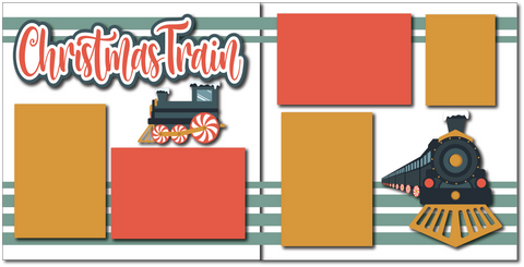 Christmas Train - Printed Premade Scrapbook (2) Page 12x12 Layout