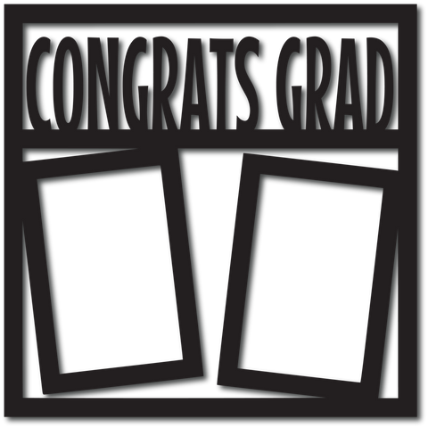 Congrats Grad - 2 Vertical Frames - Scrapbook Overlay - Digital Cut File - SVG - INSTANT DOWNLOAD