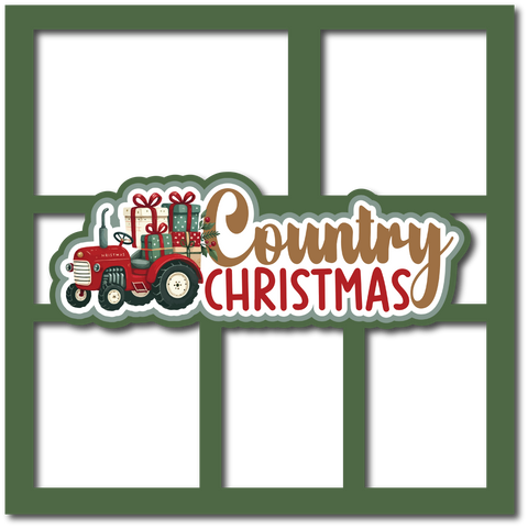 Country Christmas - 5 Frames - Scrapbook Page Layered Overlay Kit
