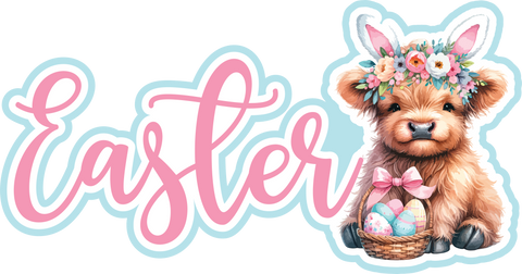 Easter - Cow - Scrapbook Page Title Die Cut