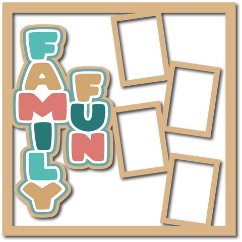 Family Fun - 4 Frames - Scrapbook Page Layered Overlay Kit