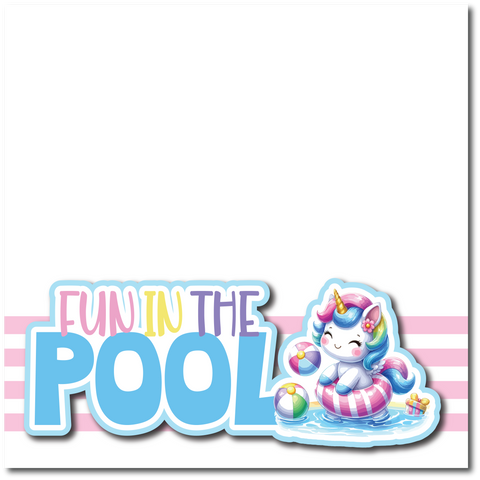 Fun in the Pool - Printed Premade Scrapbook Page 12x12 Layout