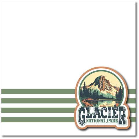 Glacier National Park - Printed Premade Scrapbook Page 12x12 Layout