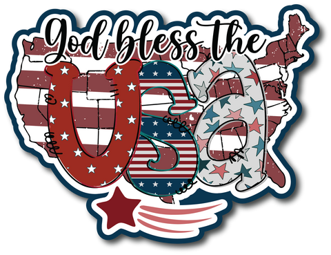 God Bless the USA - Scrapbook Page Title Sticker