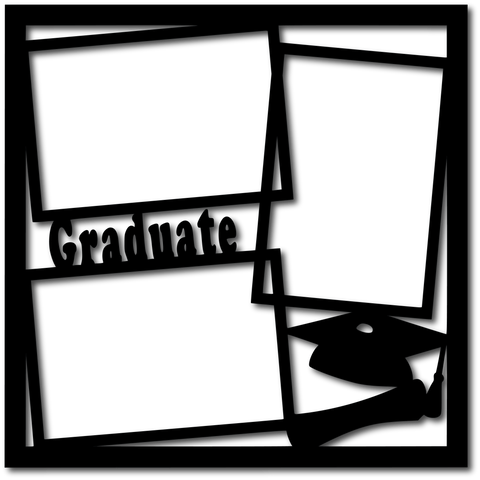 Graduate - 3 Frames - Scrapbook Overlay - Digital Cut File - SVG - INSTANT DOWNLOAD