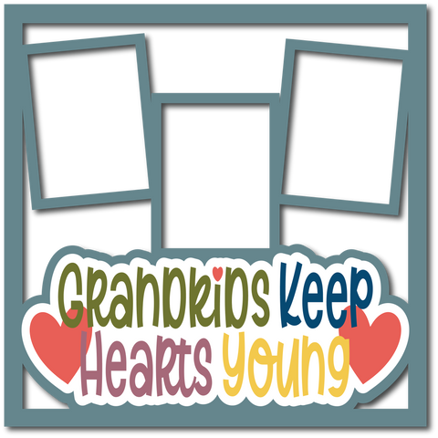 Grandkids Keep Hearts Young - 3 Frames - Layered Overlay - Digital Cut File - SVG - INSTANT DOWNLOAD