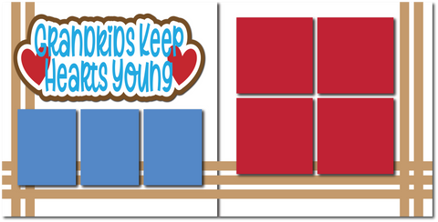 Grandkids Keep Hearts Young - Printed Premade Scrapbook (2) Page 12x12 Layout