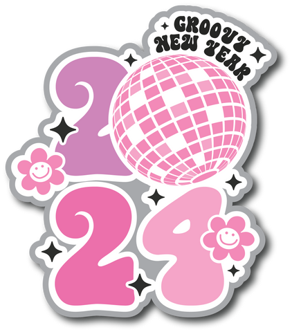 Groovy New Year 2024 - Scrapbook Page Title Sticker