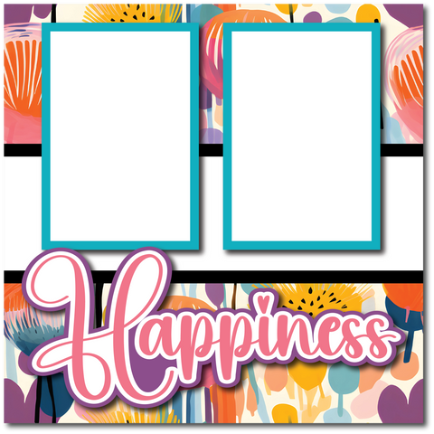 Happiness - Printed Premade Scrapbook Page 12x12 Layout