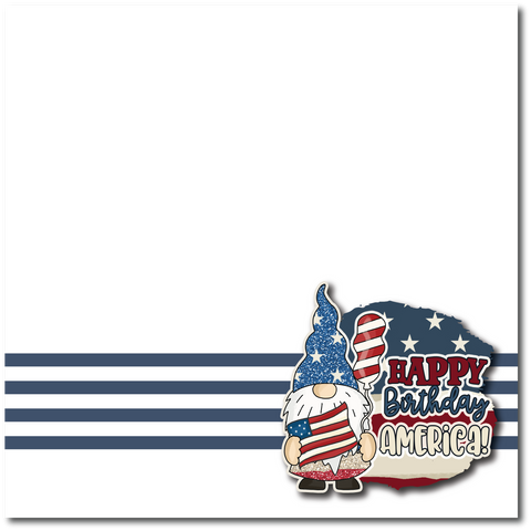Happy Birthday America - Printed Premade Scrapbook Page 12x12 Layout