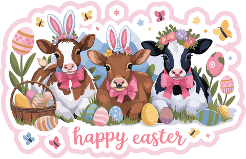 Happy Easter - Cows - Scrapbook Page Title Sticker