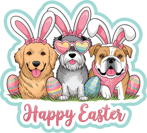 Happy Easter - Dogs - Scrapbook Page Title Die Cut