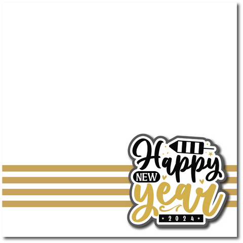 Happy New Year 2024 - Printed Premade Scrapbook Page 12x12 Layout