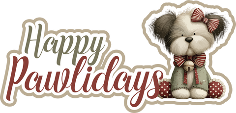 Happy Pawlidays - Scrapbook Page Title Sticker