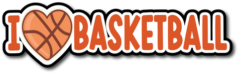 I Heart Basketball - Scrapbook Page Title Die Cut
