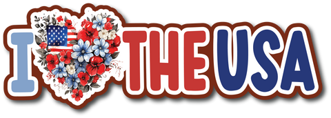 I Heart the USA - Scrapbook Page Title Sticker