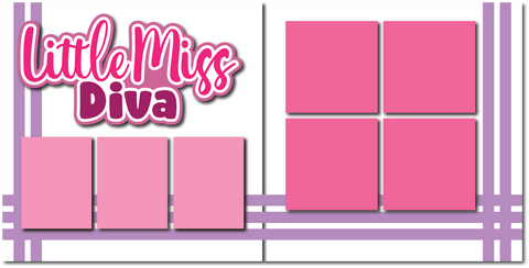 Little Miss Diva - Printed Premade Scrapbook (2) Page 12x12 Layout