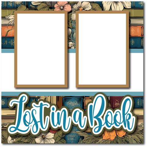 Lost in a Book - Printed Premade Scrapbook Page 12x12 Layout
