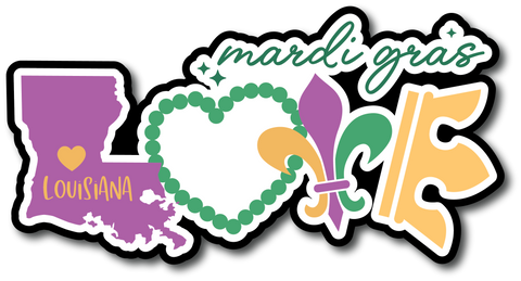 Mardi Gras Love - Scrapbook Page Title Die Cut