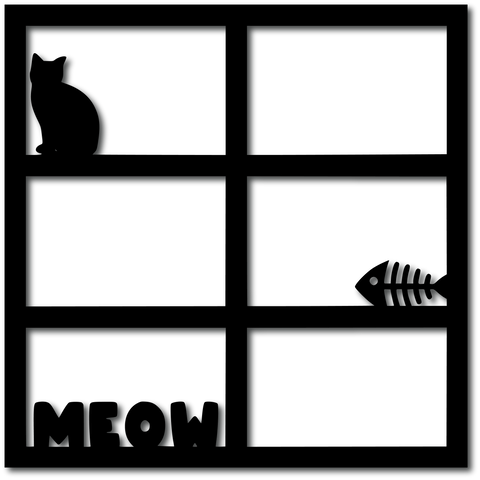 Meow - 6 Frames - Scrapbook Overlay - Digital Cut File - SVG - INSTANT DOWNLOAD