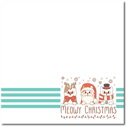 Meowy Christmas - Printed Premade Scrapbook Page 12x12 Layout