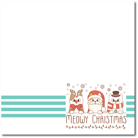 Meowy Christmas - Printed Premade Scrapbook Page 12x12 Layout