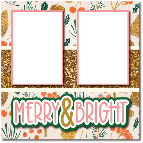 Merry & Bright - Printed Premade Scrapbook Page 12x12 Layout