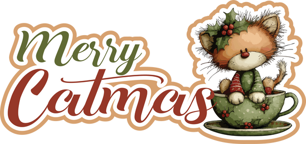 Merry Catmas - Scrapbook Page Title Die Cut