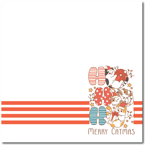 Ho Ho Ho Merry Catmas - Printed Premade Scrapbook Page 12x12 Layout