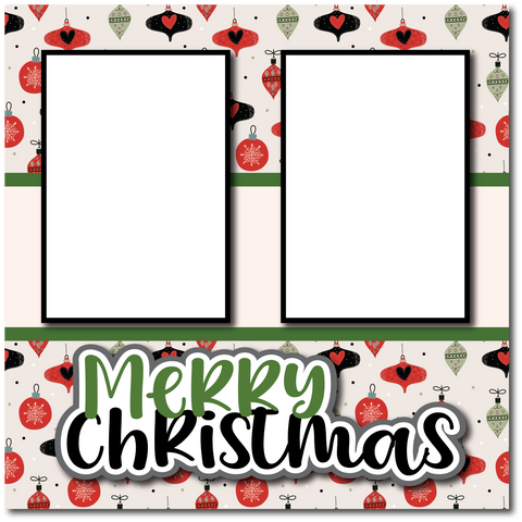 Merry Christmas - Printed Premade Scrapbook Page 12x12 Layout