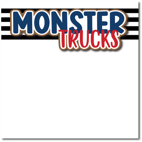 Monster Trucks - Printed Premade Scrapbook Page 12x12 Layout